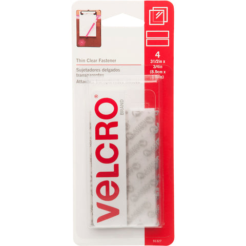 VELCRO(R) Brand Thin Fasteners Tape .75"X3.5" 4/Pkg
