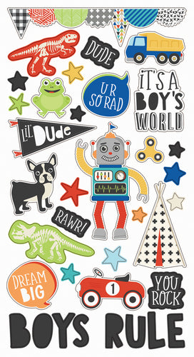 Lil' Dude Chipboard Stickers 6"X12"