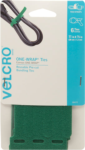 VELCRO(R) Brand ONE-WRAP(R) Thin Ties .5"X11" 6/Pkg