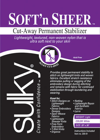 Sulky Soft & Sheer Cut-Away Permanent Stabilizer
