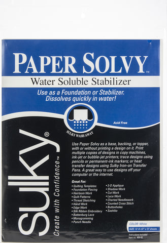 Sulky Paper Solvy Water-Soluble Stabilizer 12/Pkg