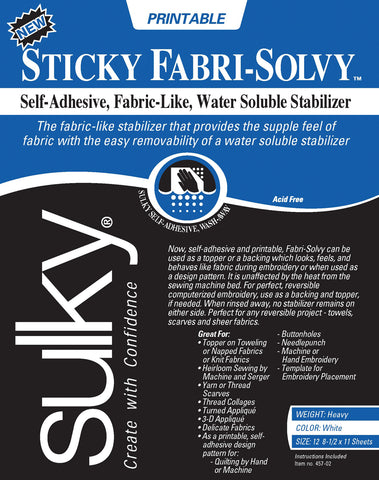 Sulky Sticky Fabri-Solvy Stabilizer 12/Pkg