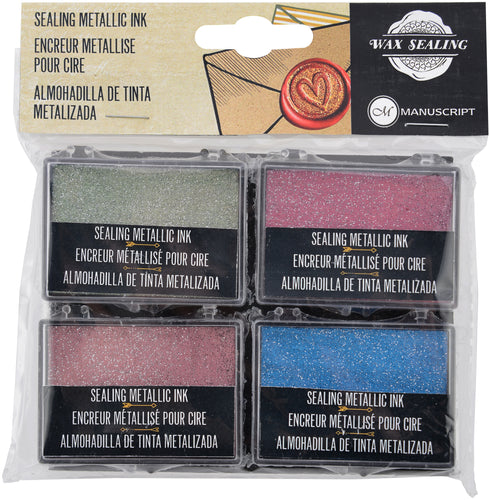 Manuscript Decorative Sealing Metallic Ink Pad 4/Pkg