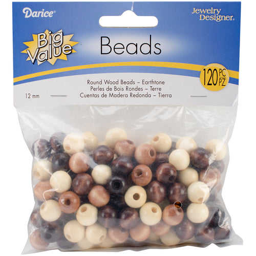 Round Wood Beads 12mm 120/Pkg