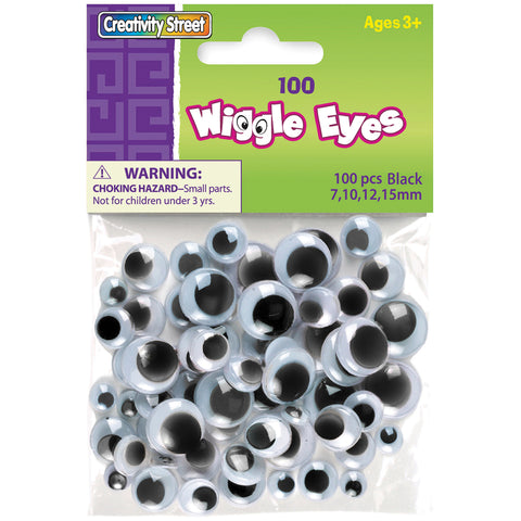 Paste-On Wiggle Eyes Assorted 7mm To 15mm 100/Pkg