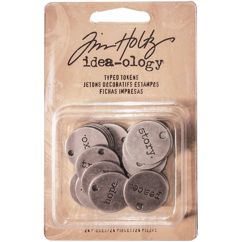 Idea-Ology Metal Typed Tokens 24/Pkg