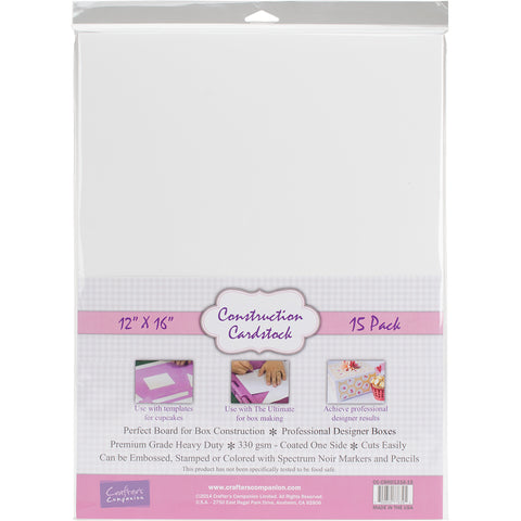 Crafter's Companion Construction Cardstock 12"X16" 15/Pkg