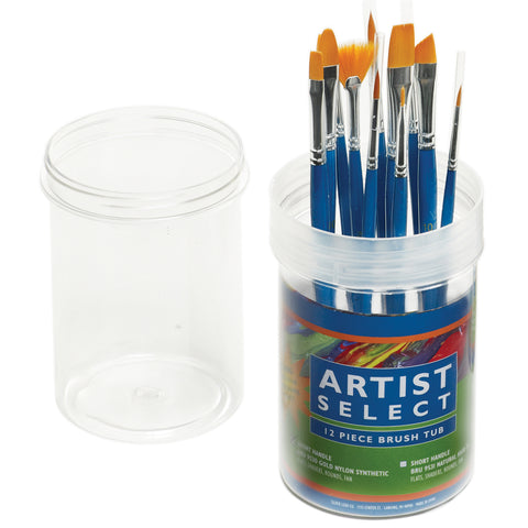Pro Art Artist Select Short Handle Brush Tub Assortment 12/P