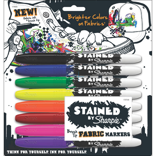 Stained By Sharpie Fabric Markers 8/Pkg