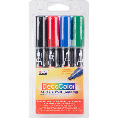 DecoColor Chisel Acrylic Paint Markers 4/Pkg
