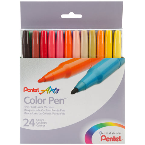 Pentel Arts Color Pen Fine Point Color Markers 24/Pkg