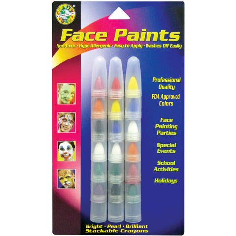 Face Paint Stackable Crayons 18/Pkg