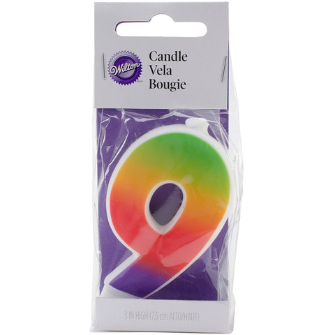 Rainbow Numeral Candle 3" 1/Pkg
