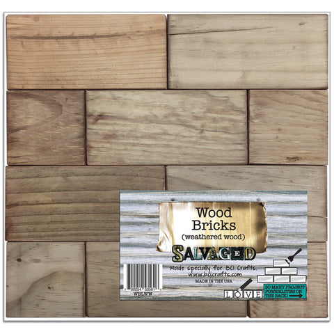 Salvaged Wood Blocks Brick Pattern 13.25"X14"