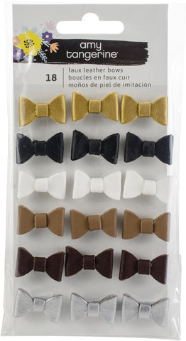 Amy Tan Shine On Mini Faux Leather Bows 18/Pkg