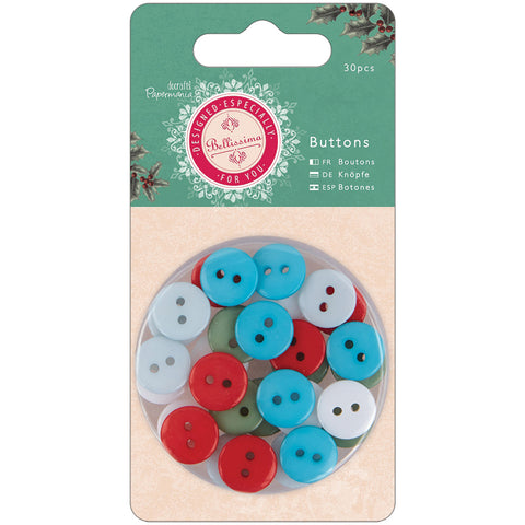 Papermania Bellissima Christmas Buttons 30/Pkg