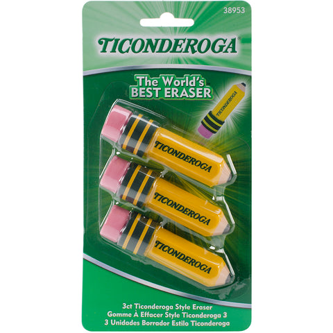 Ticonderoga Pencil Shaped Erasers 3/Pkg