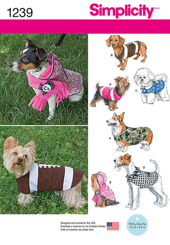 Simplicity Patty Martin Designs Dog Coats In Three Sizes