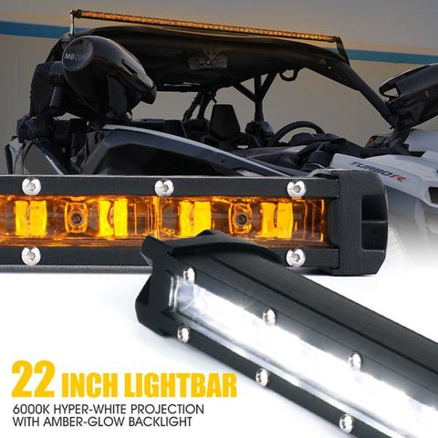 Xprite Sunrise Series 22" Single Row 100W LED Light Bar with Amber Backlight
