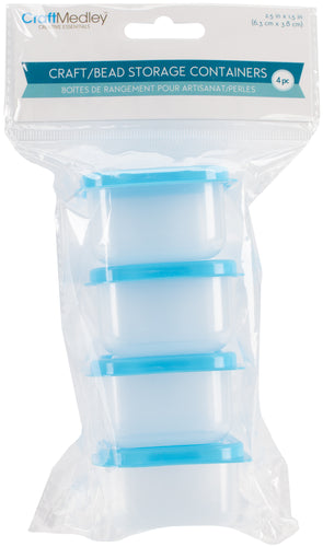 Bead Storage Containers W/Lids 2.5&quot;X1.5&quot; 4/Pkg