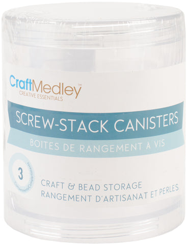 Bead Storage Screw-Stack Canisters 2.75&quot;X1&quot; 3/Pkg