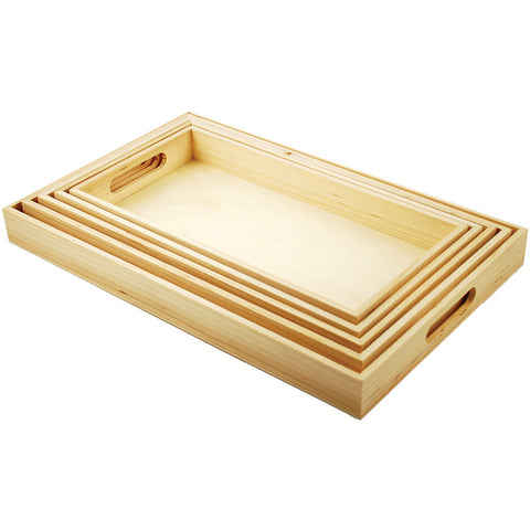 Paintable Wooden Trays W/Handles 5/Pkg