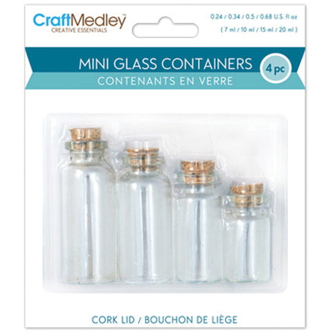 Mini Glass Containers W/Cork Lids 4/Pkg