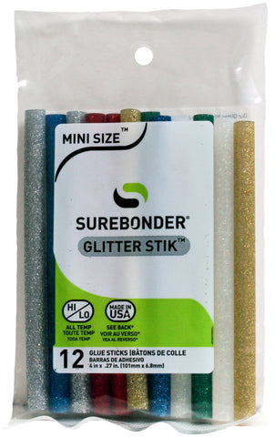 Glitter Mini Glue Sticks 4" 12/Pkg