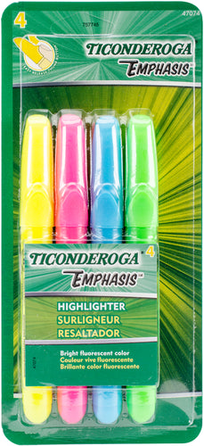 Ticonderoga Emphasis Chisel Tip Highlighters 4/Pkg