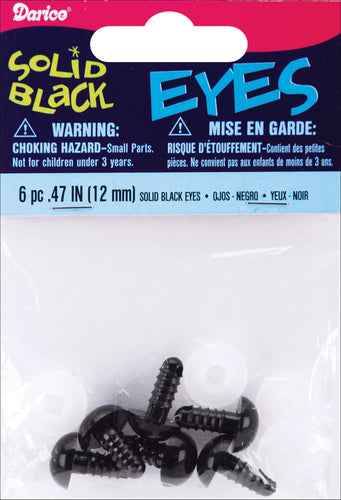 Shank Back Solid Eyes 12mm 6/Pkg