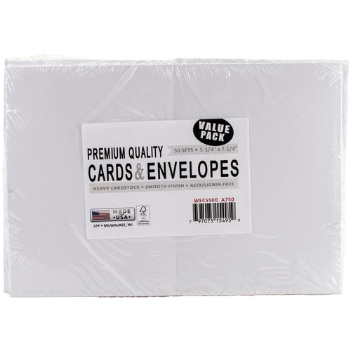 Leader A7 Greeting Cards W/Envelopes (5.25"X7.25") 50/Pkg
