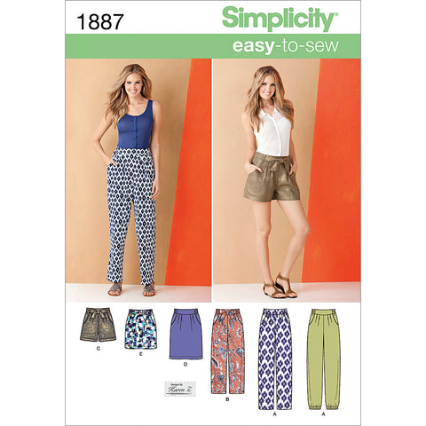 Simplicity Easy-To-Sew Misses Pants Shorts & Skirt