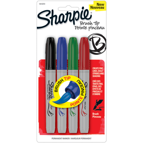 Sharpie Brush Tip Permanent Markers 4/Pkg