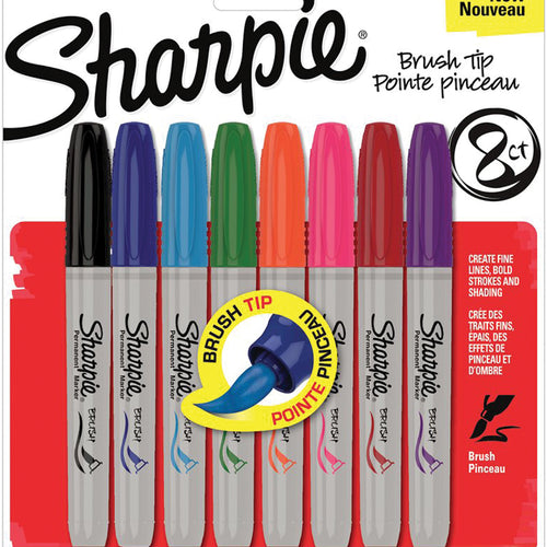 Sharpie Brush Tip Permanent Markers 8/Pkg