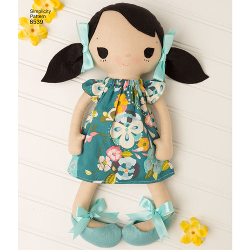 Simplicity Whimsy Dolls 15" Stuffed Dolls & Clothes