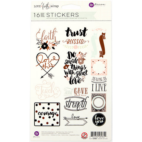 Prima Love, Faith, Scrap Planner Stickers