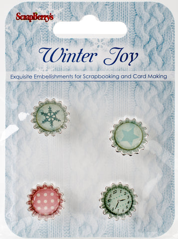 ScrapBerry's Winter Joy Metal/Cork Embellishments 4/Pkg