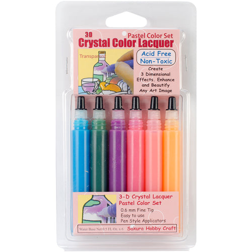 3D Crystal Lacquer Color Pens 6/Pkg
