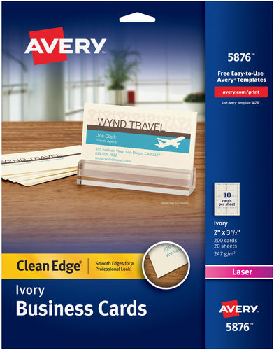 Avery Ivory Clean Edge Business Cards 2&quot;X3.5&quot; 200/Pkg