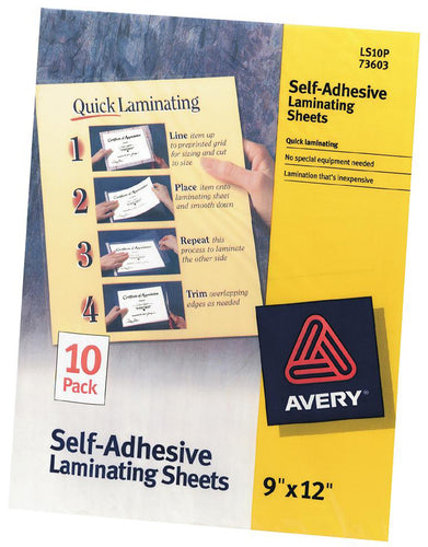 Avery Self-Adhesive Laminating Sheets 9&quot;X12&quot; 10/Pkg