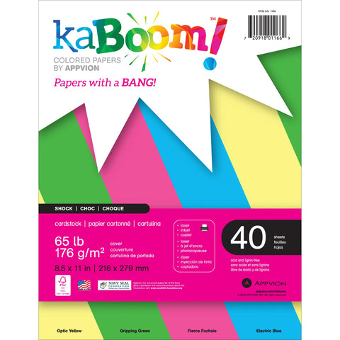Appvion Kaboom! Colored 65lb Cardstock 8.5&quot;X11&quot; 40 Sheets