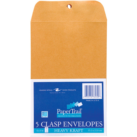 Heavy Clasp Envelopes 6"X9" 5/Pkg