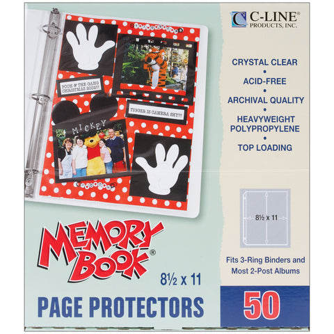 Memory Book Top-Loading Page Protectors 8.5"X11" 50/Pkg