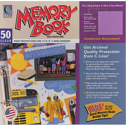 Memory Book Top-Loading Page Protectors 12"X12" 50/Pkg