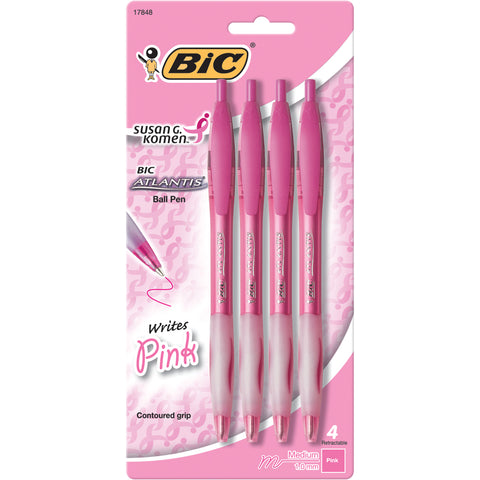 BIC Atlantis Retractable Medium Ballpoint Pens 4/Pkg