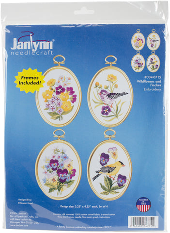 Janlynn Embroidery Kit 3.25"X4.25" Set Of 4