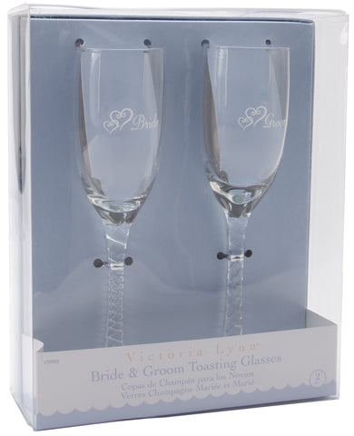 Victoria Lynn Bride & Groom Toasting Glasses 8" 2/Pkg