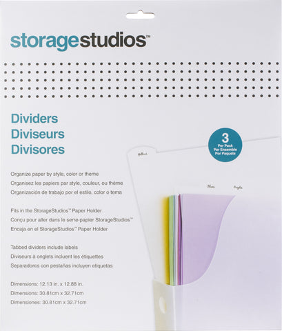 Storage Studios Tabbed Dividers W/Labels 3/Pkg