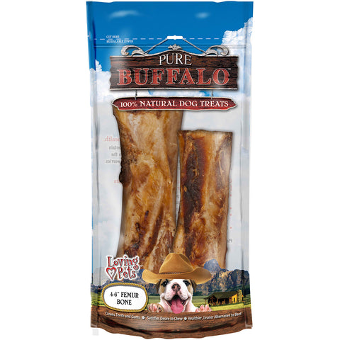 Pure Buffalo 4"-6" Meaty Femur Bone Dog Treat 2/Pkg