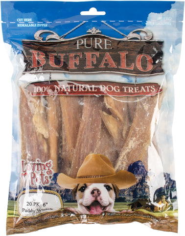Pure Buffalo 6" Backstrap Tendon Dog Treat 20/Pkg